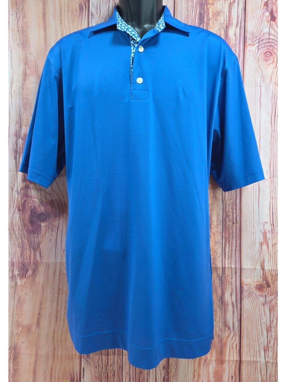 FootJoy Mens Blue Polo Shirt Medium With Floral Trim